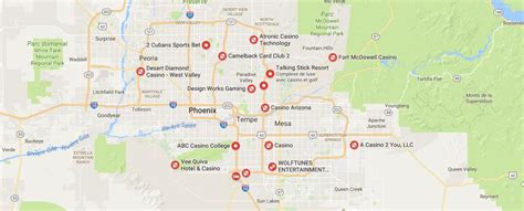 Phoenix casinos map - Map of Phoenix casino (Arizona - USA)