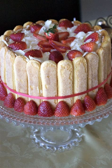 Charlotte Russe Cake- Classic European Recipe- lady fingers, vanilla custard and whipped cream ...