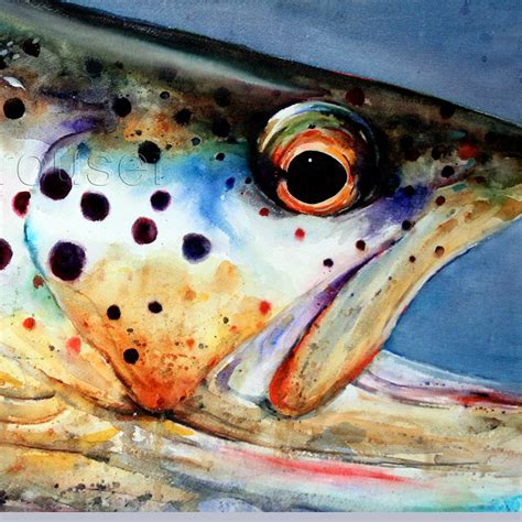 BROWN TROUT Watercolor Fish Art Print by Dean Crouser | Etsy