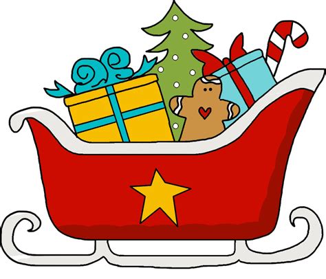 Santa's Sleigh Clipart, 6 Magical Santa's Sleigh with Gifts