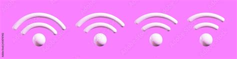 3d wifi icon set. Symbol of internet wireless mobile hotspot. Wi fi web network sygnal area ...