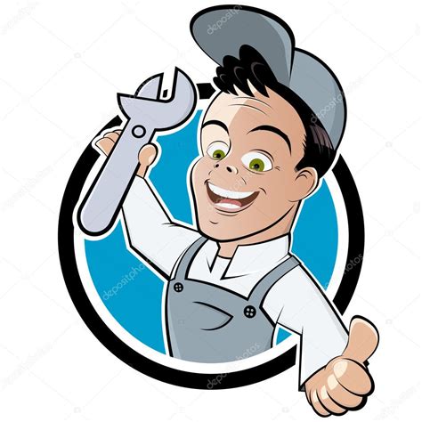 Clipart: machinist | Funny cartoon mechanic — Stock Vector ...