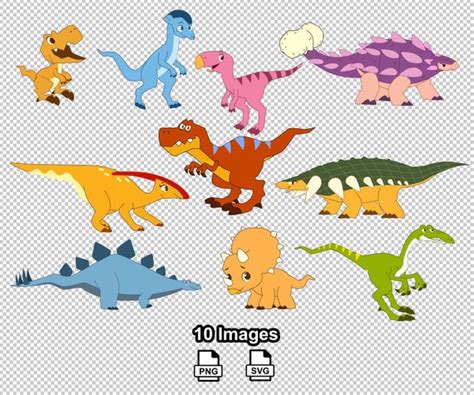 PinkFong Dino World Dinosaurs Set 1 png svg 10 Images | Etsy