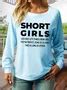 Women's Short Girls Funny Casual Crew Neck Regular Fit Sweatshirt | lilicloth