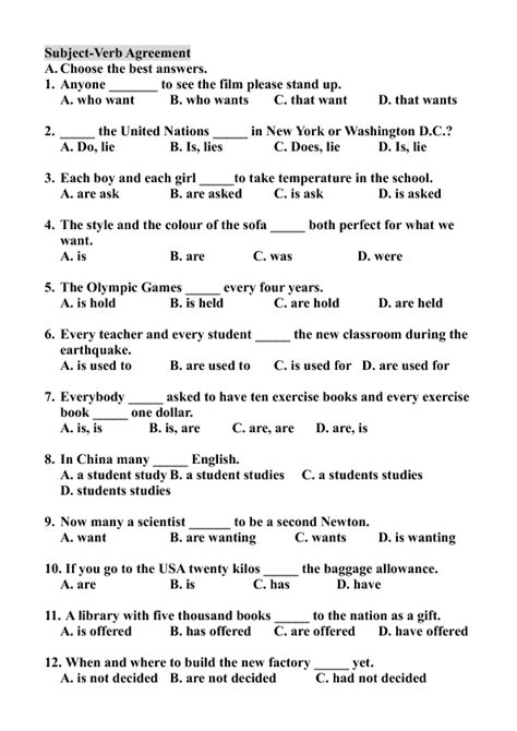 Subject- Verb Agreement