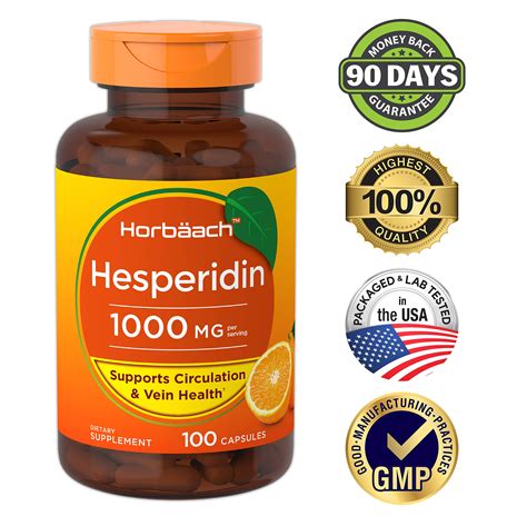 Buy Horbaach Hesperidin 1000mg 100 Capsules | Non-GMO and Gluten Free ...