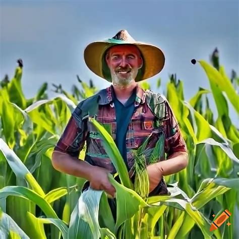 Portrait of a farmer in a corn field on Craiyon