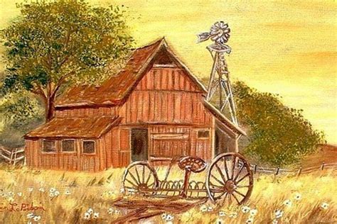 Barn - Windmill - Old Rake Poster by Kenneth LePoidevin | Barn painting ...