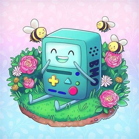 A print featuring BMO from Adventure Time spending some time in the garden! 8 by 8 inch digital ...