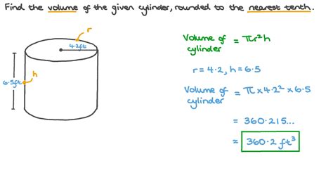 Question Video: Calculating the Volume of a Cylinder Given Its Height ...