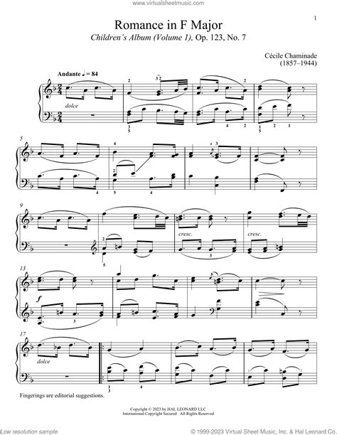 Cecile Chaminade: Romance sheet music for piano solo (PDF)