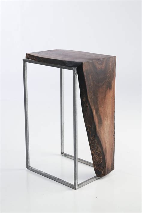 Side Table - Solid Black Walnut Top With Metal Base | Live edge wood dining table, Metal wood ...
