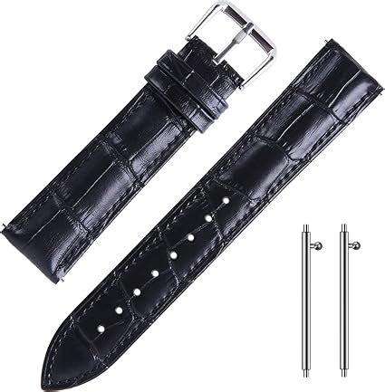 Leather Watch Straps for Men 20mm Quick Release Watchbands Black ...