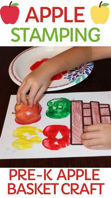 Apple Stamping - Preschool Apple Basket Craft | Apple crafts preschool ...