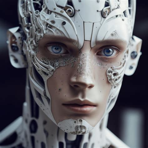 Premium Photo | Detailed portrait of a humanoid robot close up portrait ...