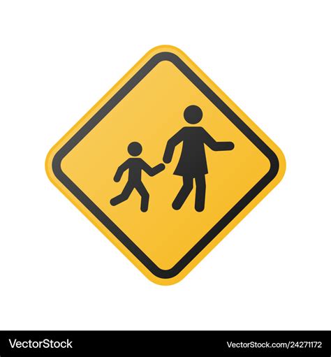 Children crossing sign school area Royalty Free Vector Image