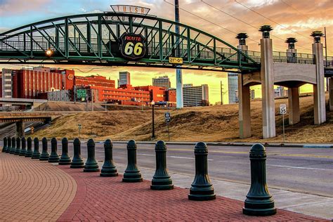 Rt 66 Sunrise - Tulsa Oklahoma's Route 66 Sign Photograph by Gregory Ballos - Fine Art America