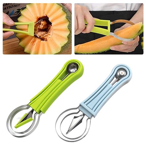 4 In 1 Stainless Steel Fruit Tool Set Carving Knife Fruit Watermelon Ball Digging Spoon ...