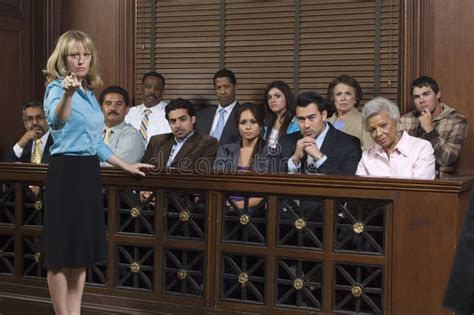 Prosecutor With Jury In Court Stock Image - Image of gesturing, african ...