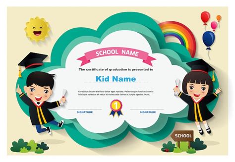 Premium Vector | Preschool kids diploma certificate background template