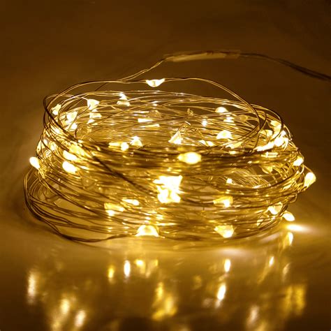 33 Foot - Plug in LED Fairy Lights- 100 Yellow Micro LED Lights on Copper Wire - Hometown ...