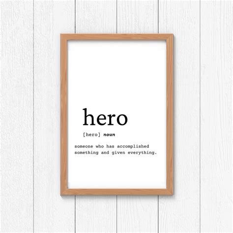 Hero Definition Wall Art, Hero Gift Idea, Hero Digital Print, Gift Idea for Hero, Hero Office ...