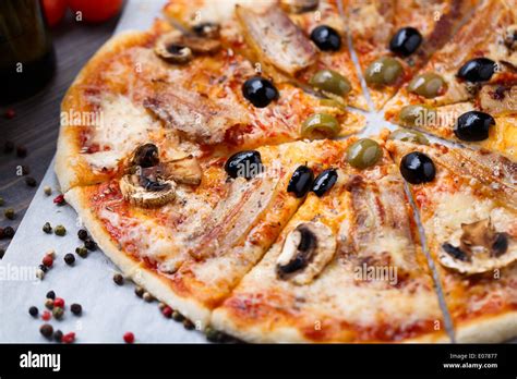 Pizza with bacon Stock Photo - Alamy