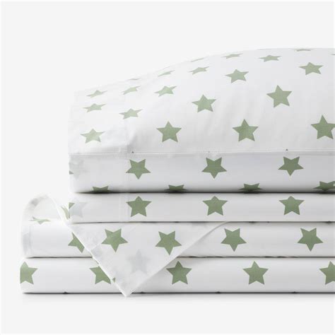 The Company Store Stars Moss Organic Cotton Percale Queen Sheet Set 30399L-Q-MOSS - The Home Depot