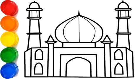 Let's Learn to draw Mosque, How to draw Mosque step by step for Beginners. | Learn to draw ...