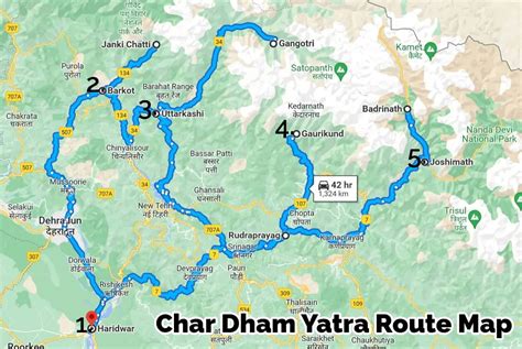 Uttarakhand Char Dham Map