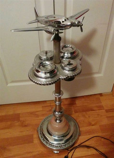 Antique vintage DC-3 Airplane Ashtray smoking stand light lamp chrome | Collectibles, Tobacciana ...