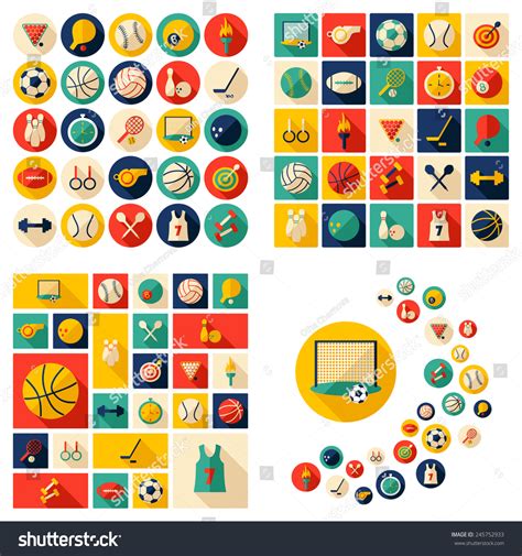 Flat Concept, Design With Shadow, Sports Icons Stock Vector Illustration 245752933 : Shutterstock