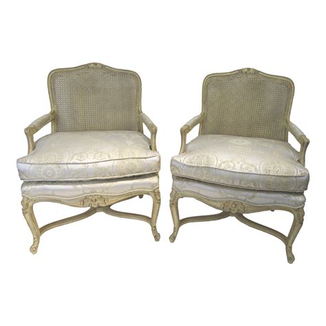 Vintage French Country Style Cane-Back Chairs - a Pair | Chairish