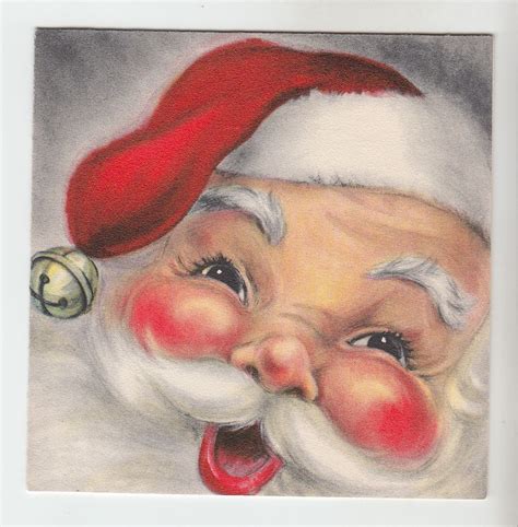 Vintage Smiling Santa Claus with Bell Christmas Greeting Card | Vintage ...