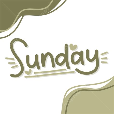 Sunday White Transparent, Sunday Lettering In Green, Daily Planner ...