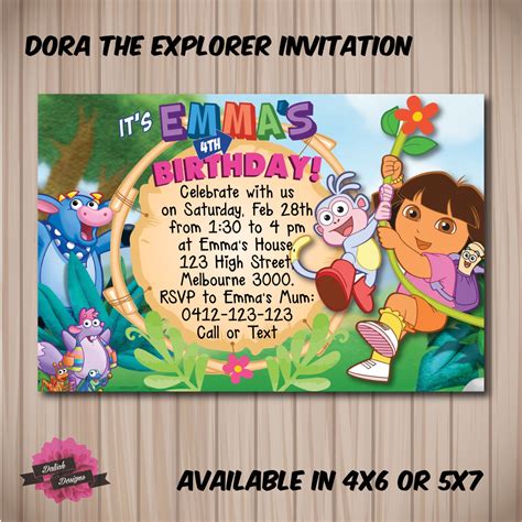 DORA THE EXPLORER Birthday Invitation. Printable/Digital File. | Birthday invitations, Explorer ...