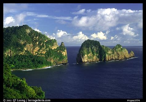 Picture: Pola Island and Vaiava Strait, early morning, Tutuila Island. National Park of American ...