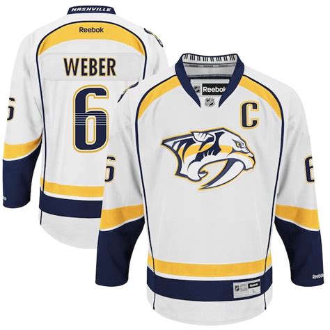 Reebok Shea Weber Nashville Predators Premier Player Jersey - White ...