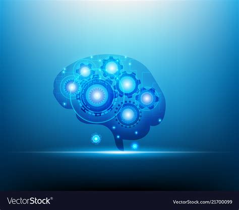 Ai robot network brain over blue background Vector Image