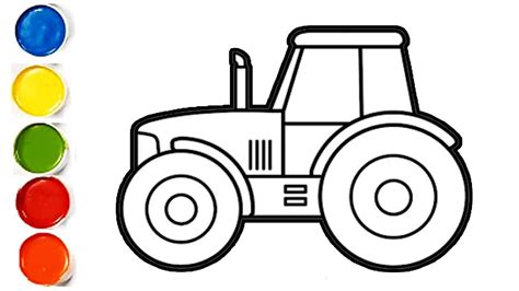 Tractor Drawing for kids | Tractor Drawing, Painting & Coloring for ...