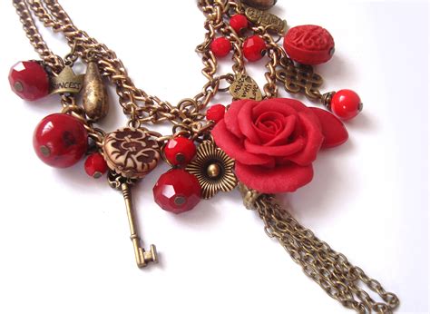 red rose necklace | Red jewelry, Rose necklace, Necklace