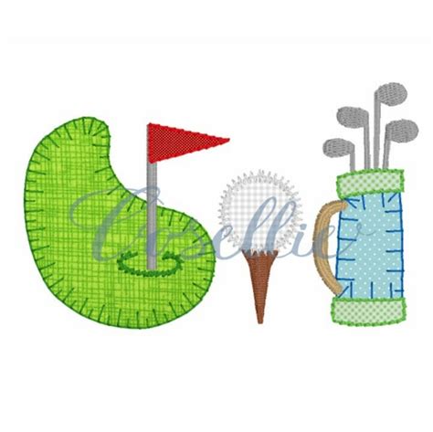 Golf trio applique embroidery design | Embroidery design | Cosellie