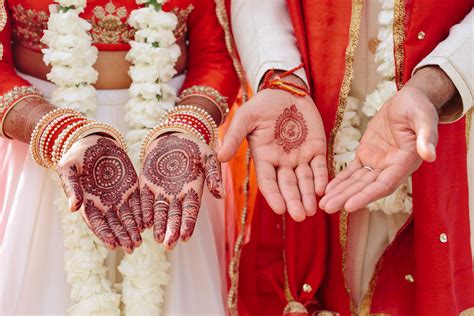 Wedding Henna on Traditional Indian Couple