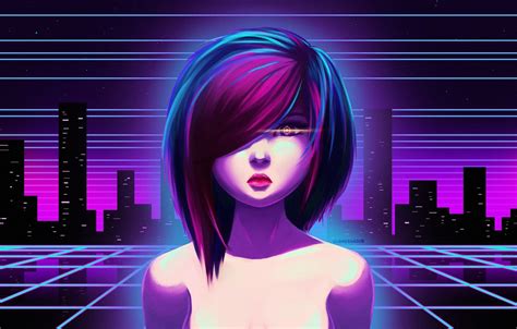 Wallpaper Girl, Night, Music, The city, Neon, Background, 80s, 80's, Synth, Retrowave, Synthwave ...