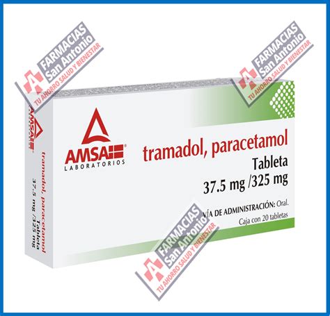 tramadol , paracetamol 37.5 mg / 325 mg 20 tabletas