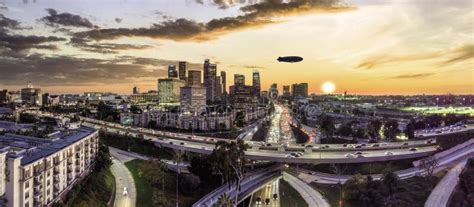 Los Angeles skyline sunset stock photo. Image of architecture - 221521206