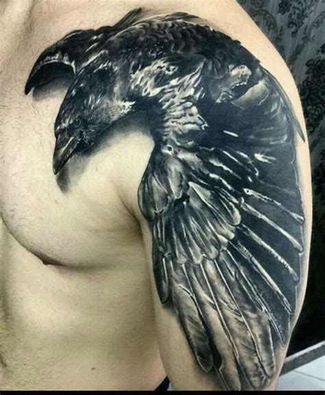 60+ Mysterious Raven Tattoo Designs | Raven tattoo, Crow tattoo, Eagle ...