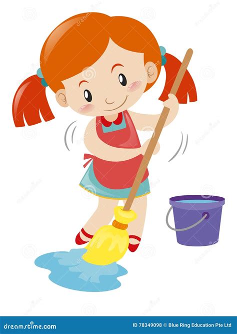 Man Mopping The Floor Happily Cartoon Vector | CartoonDealer.com #193250003