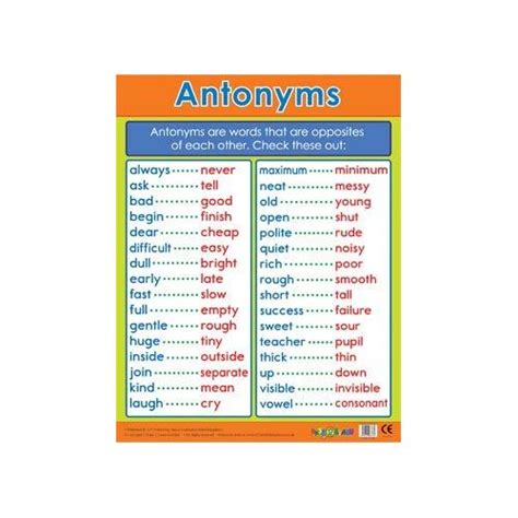 Antonyms Literacy School Poster