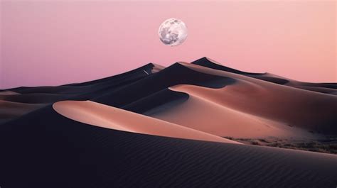 Premium AI Image | A desert with a moon in the sky